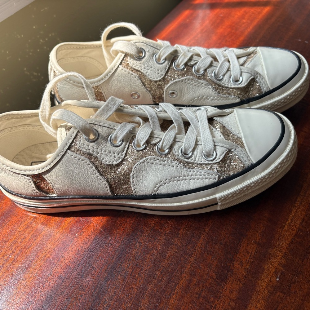 Converse Cream and Gold Sneakers with Iconic Style